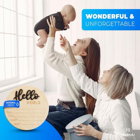 Wooden Baby Announcement Sign, 5.9 Inch Hello World Newborn Welcome Sign Birth Baby Name Plaques for Photo Props (black) in Saudi Arabia