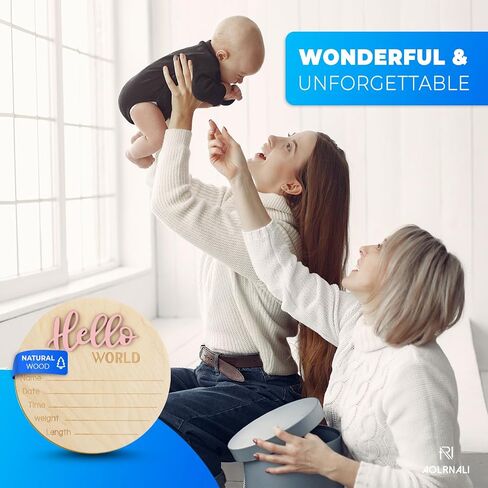 Wooden Baby Announcement Sign, 5.9 Inch Hello World Newborn Welcome Sign Birth Baby Name Plaques for Photo Props (black) in Saudi Arabia
