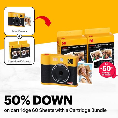 KODAK Mini Shot 2 ERA 2x3 Instant Camera, Photo Printer, 8 Sheets, Black | Bluetooth, iPhone & Android Smartphone Compatible, 13MP Camera, Retake Before Printing, Water, Fingerprint & Fade Resistant in Saudi Arabia