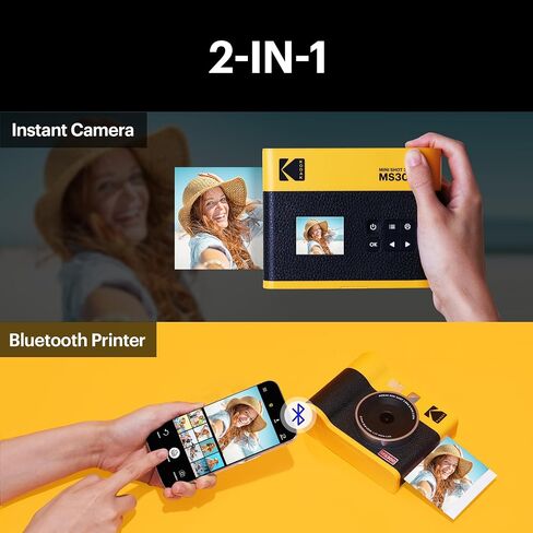 KODAK Mini Shot 2 ERA 2x3 Instant Camera, Photo Printer, 8 Sheets, Black | Bluetooth, iPhone & Android Smartphone Compatible, 13MP Camera, Retake Before Printing, Water, Fingerprint & Fade Resistant in Saudi Arabia