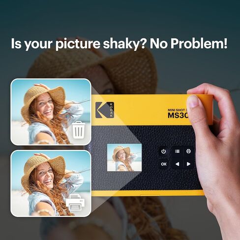 KODAK Mini Shot 2 ERA 2x3 Instant Camera, Photo Printer, 8 Sheets, Black | Bluetooth, iPhone & Android Smartphone Compatible, 13MP Camera, Retake Before Printing, Water, Fingerprint & Fade Resistant in Saudi Arabia
