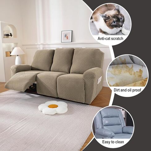 NORTHERN BROTHERS Recliner Chair Covers - 4 Pieces Lazy Boy Recliner Covers That Stay in Place, Reclining Chair Cover Recliner Slipcover, Dark Gray in Kuwait