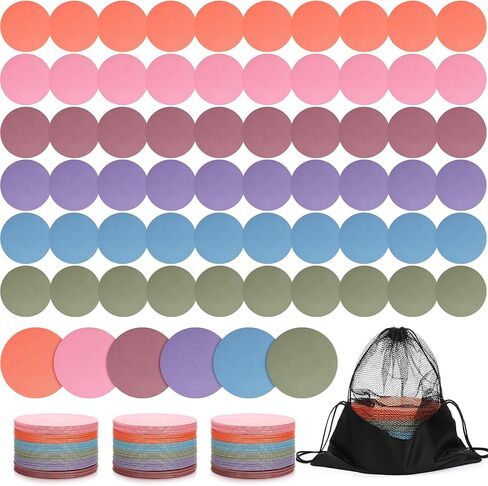 60 Pcs Small Spots Markers for Gym Floor Markers Morandi Color Poly Spots Flat Non Slip Floor Dots Cones Agility PVC Equipment for Classroom Football Soccer Sports Training Dance in Saudi Arabia
