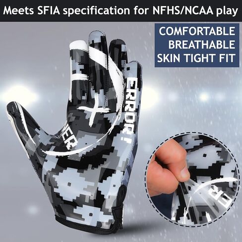 Game Over Football Gloves - Youth & Adult Football Receiver Gloves - Tacky Grip Skin Tight Premium Gloves in Saudi Arabia