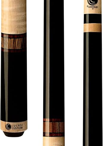 Lucasi Custom Mystic Black and Curly Maple Pool Cue with Cocobola and Snakewood Banded Rings in Saudi Arabia