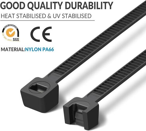 24 inch Black Zip Ties Heavy Duty Double Sided Toothed 100 Pack, 250 LBS Ultra Strong Plastic Wire Ties, Large Cable Ties Extra Long Tie Wraps, Indoor and Outdoor UV Resistant in Kuwait