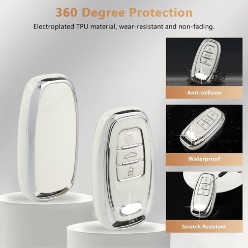 PIFOOG White Key Fob Cover for Jeep Grand Cherokee Compass Renegade Accessories TPU Soft Car Keys Case Shell Protector Bling Keychain 5 Buttons Girly Women Cute in Kuwait