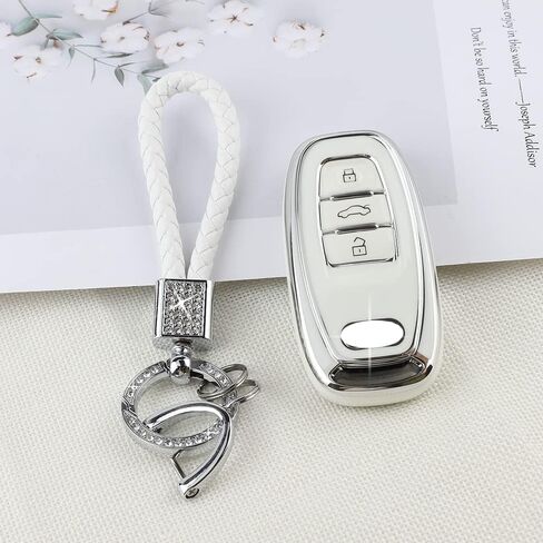 PIFOOG White Key Fob Cover for Jeep Grand Cherokee Compass Renegade Accessories TPU Soft Car Keys Case Shell Protector Bling Keychain 5 Buttons Girly Women Cute in Kuwait