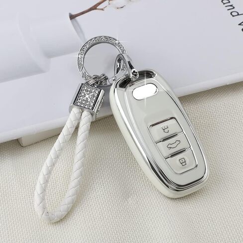 PIFOOG White Key Fob Cover for Jeep Grand Cherokee Compass Renegade Accessories TPU Soft Car Keys Case Shell Protector Bling Keychain 5 Buttons Girly Women Cute in Kuwait