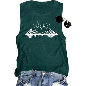 Mountain Shirt for Women Funny Sunrise Graphic Print National Park T Shirt Summer Casual Sleeveless Sunshine Tank Tops