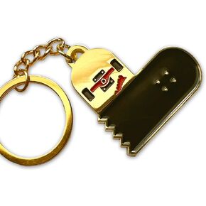 Bright Future Heirloom Broken Skateboard Heart - 1 ¾ Wide Enamel Keychain - Custom Soft Enamel Gold Color Keychain with Metal Ring
