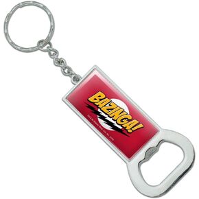 GRAPHICS & MORE The Big Bang Theory Sheldon Bazinga Keychain Rectangle Chrome Plated Metal Bottle Cap Opener