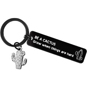 سلسلة مفاتيح بتصميم صبار للنساء بعبارة «BE A CACTUS Grow when things are hard»، سلسلة مفاتيح ملهمة للعائلة والاصدقاء، سلسلة مفاتيح هدايا تحفيزية، هدايا الصبار للمراهقات ومحبي الصبار, فضي, S in Kuwait