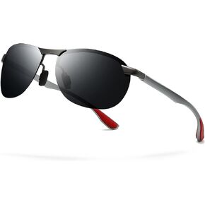 SUNGAIT Ultra Lightweight Polarized Durable Aviator Sunglasses for Men Driving Golf Al-Mg Alloy Temple Spring Hinge UV400