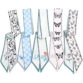 5 Pack Purse Scarf for Bags Silk Head Scarf for Hair Handbag Women Scarfs Band Hair Neck Scarves Fashion Gifts,99