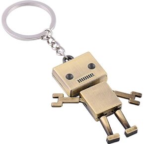 JewelBeauty Mini Robot Key Chain Creative Design 3D DIY Metal Movable Decration Leather Keychain Key Decoration Key Ring Leather Key Chain Gift for Men and Women