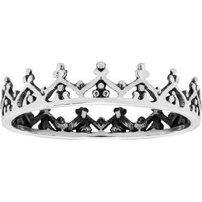 AeraVida Humbled Royal Crown .925 Sterling Silver Band Ring | Crown Rings for Women Sterling Silver | Silver Princess Crown Ring | Sterling Silver Crown Wedding Band Ring