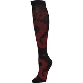 Natori Womens Dragon Fashion Knee High Black/Rhubarb One Size