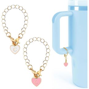 JULMELON 2 Pcs S Letter Charms Accessories for Tumblers Cups with Handle, Initial Name ID Personalized Handle Decor for Cup Identification Cup Charms for Backpacks Beach Bags Key Chains
