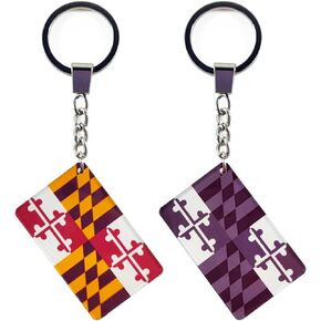 QQSD Maryland Flag Keychain Key Ring (2 Pack)