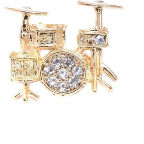 Spinningdaisy Tiny Jewel Crystal 3D Drum Set Brooch Pin