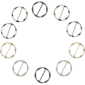 10 Pcs Silk Scarf Ring Clip, BetterJonny T-Shirt Tie Ring Clips for Women, Fashion Circle Metal Scarf Ring and Slide Tshirt Twist Knot Clip Buckle Clothing Ring Wrap Holder