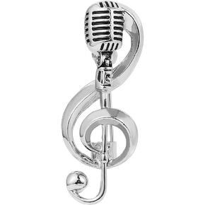 Microphone Music Note Brooch Rock Hip Pop Microphone Shape Brooches Pins Jewelry Elegant Music Notes Brooch Simple Accessories Gifts