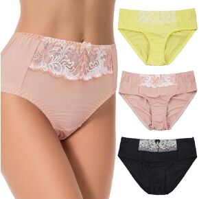 Curve Muse Women’s Plus Size Shaper Brief Underwear Panties with Lace Embroidery