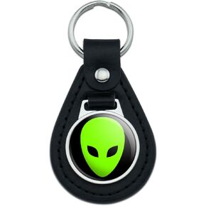 Graphics and More Alien Head Roswell Black Leather Keychain