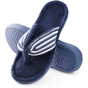 EUROPEAN SOFTEST Women's Flip Flop with Cozy Terry Lining, 80-D High-Density Memory Foam Slipper Summer House Shoes with Non Skid Indoor Outdoor Sole