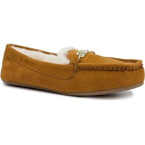 LONDON FOG Womens Lorne Cozy Micro Suede Moccasins Slip on Loafer Shoes Indoor/Outdoor Slippers
