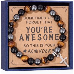 Risyfjew Crystal Bracelet Natural Stone Healing Bracelets Get Well Soon Gifts for Women Men Inspirational Christmas Gifts for Best Friends