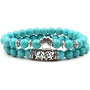 Women Meditation Turquoise Bracelets for Men Vintage Beads Stretch Bracelet Gift for Friendship Lover Couple Wife Husband Birthday
