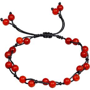 Wizock Red Agate Braided Rope Bracelet for Women Handmade Beaded Bracelets Friendships Bracelets Gifts Stretch
