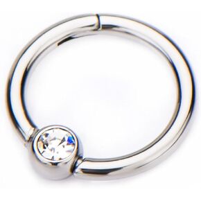 Pierced Owl - 16GA CZ Crystal Centered Stainless Steel Septum Nostril Lip Cartilage Hinged Segment Ring