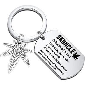 KUIYAI Marijuana Uncle Gift 420 Weed Gift Marijuana Leaf Gift Cannabis Gift Skuncle Definition Keychain Uncle Smoke Gift