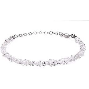Natural Clear Herkimer Diamond Quartz Nuggets Bracelet, Rough Raw Stone Bracelet