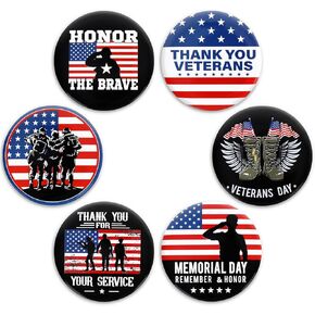 Whaline 42Pcs Veteran Lapel Pins Patriotic American Flag Button Pins Memorial Day Pins July 4th Party Favor Decors for Men Women Patriotic Accessories Costume Independence Day Decorations
