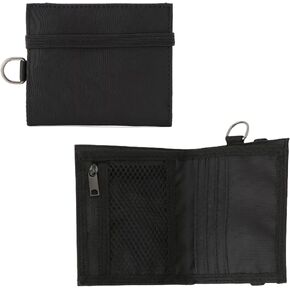 MUJI-Japan Travel Purse - Compact Bifold Wallet with Card, Coin, and Cash Storage - Slim Polyester Travel Wallet - Light and Durable (Black)