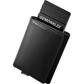 Pop Up Wallet, Magnetically Detachable Card Holder, Small Wallet For Men,RFID Wallet With Money Clip, Front Pocket Wallet, Full Grain leather Trifold Wallet, Black Wallet