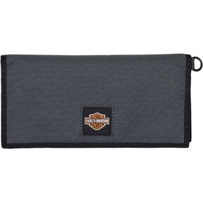 Harley-Davidson Men's Full Speed Bi-Fold Trucker Polyester RFID Wallet - Gray