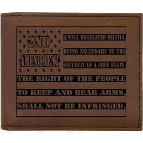 Rogue River Tactical USA American Flag 2nd Ammendment Constitution Men's Leather Bifold Wallet RFID Gift For Him Dad Father United States Billfold Patriotic