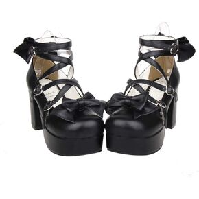 Japanese Lolita Party Shoes Criss Cross High Heels Ankle Strap Dress Pumps