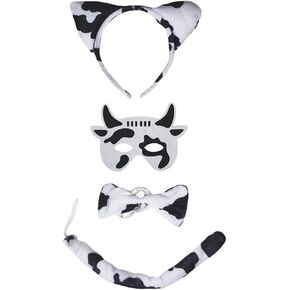 Petitebella Combined Animal Headband Mask Bowtie Tail 4pc Costume 1-5y