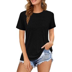 Auremore Summer Tops for Women Short Sleeve Crew Neck Shirts Loose Casual Tshirts