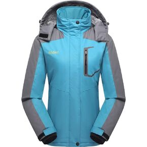 Mden Women's Waterproof Ski Jacket Outdoor Windproof Fleece Insulated Snowboard Rain Jacket