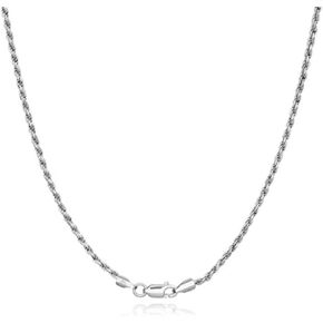 Adabele 1pc Authentic 925 Sterling Silver 1.1mm 1.4mm 2mm Diamond-Cut Rope Chain Necklace Tarnish Resistant Hypoallergenic Nickel Free Women Men Jewelry Made In Italy