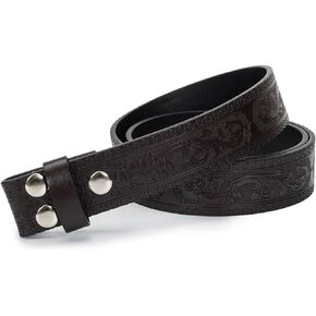 XuoAz Replacement Western Cowboy Belt Strap - No Buckle PU Leather Waist Belts without Buckle for Men(for 33" to 39" Waist)