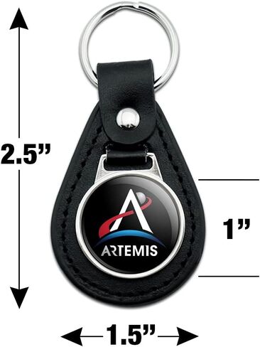 Black Leather NASA Artemis Moon Logo Keychain in Saudi Arabia