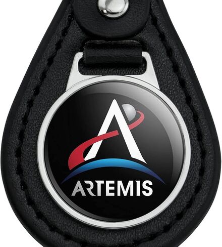 Black Leather NASA Artemis Moon Logo Keychain in Saudi Arabia
